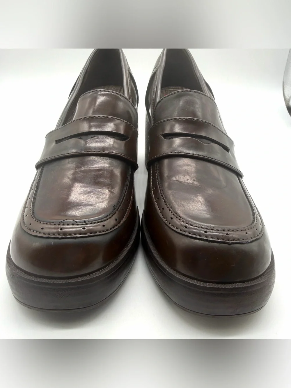 Pop Wilder Platform Penny Loafers Brown Womens Size 11M Chunky Heel 90s Fall